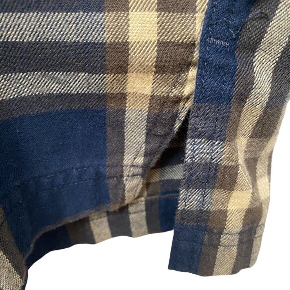 Wrangler ATG™ Men's Plaid Shirt XXL Blue Brown Plaid Button Up Elbow Patch - Picture 12 of 15